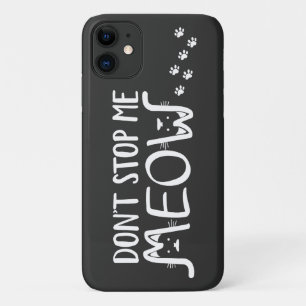 Capa Para iPhone 11 Divertido Tipografia de Gato Preto e Branco Meow