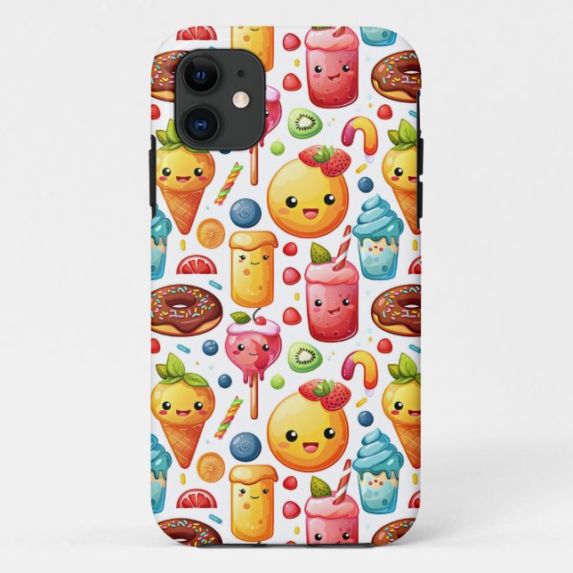 Capa Para iPhone 11 Doces engraçados e engraçados (Verso)