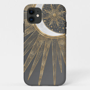 Capa Para iPhone 11 Dodles Dourados Elegantes Sun Moon Mandala Design