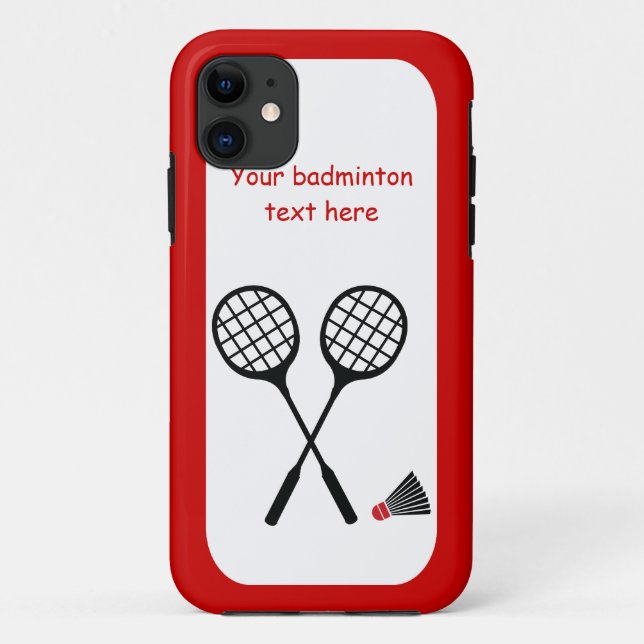 Capa Para iPhone 11 Dons de Badminton, raquete e escuta (Verso)