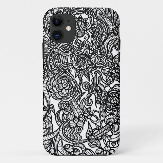 Capa Para iPhone 11 Doodle da flor (Verso)