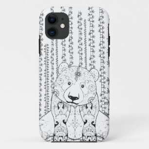 Capa Para iPhone 11 Doodle de bambu da panda