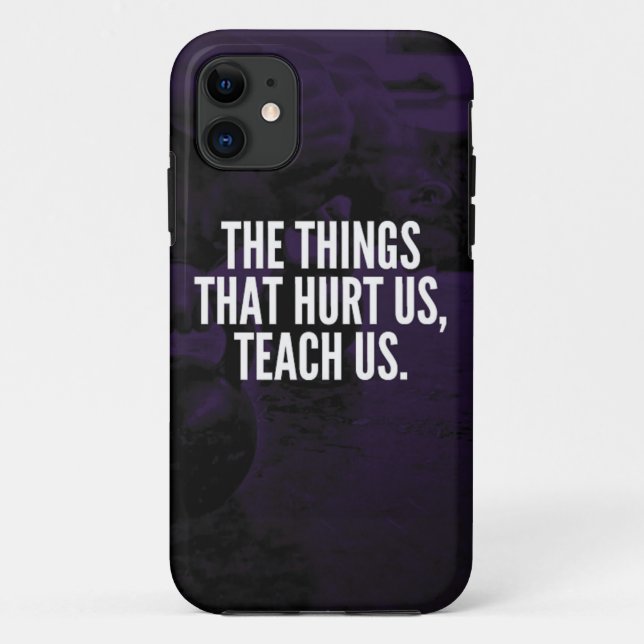 Capa Para iPhone 11 Dor - Palavras Inspirativas de Workout - Kettlebel (Verso)