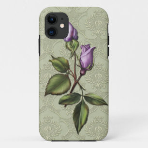 Capa Para iPhone 11 Dos Rosebuds #2 damasco verde iPhone5 roxos