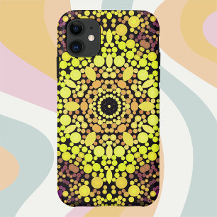 Capa Para iPhone 11 Dot Mandala Flor Amarelo Puro e Preto
