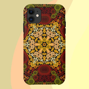 Capa Para iPhone 11 Dot Mandala Flor Amarelo Vermelho e Preto