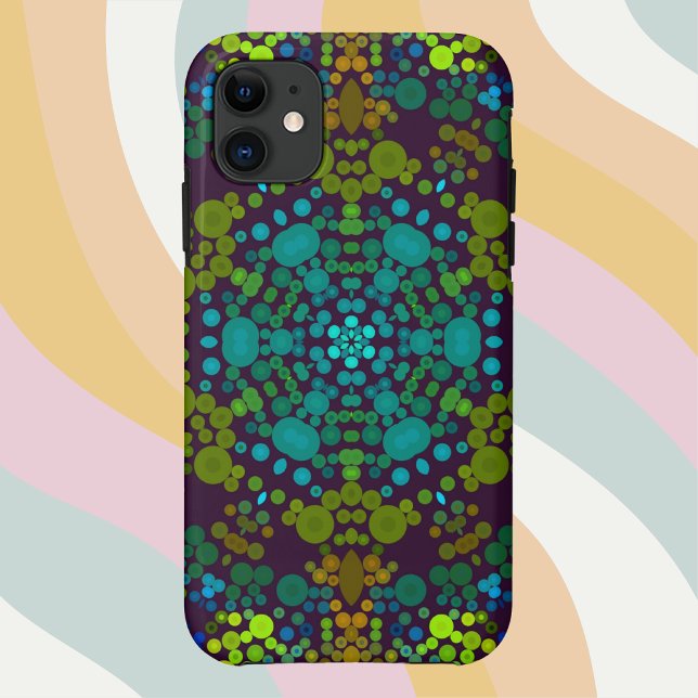 Capa Para iPhone 11 Dot Mandala Flor Azul Amarelo e Rosa (Criador carregado)