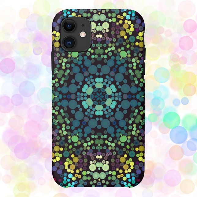 Capa Para iPhone 11 Dot Mandala Flor Azul Amarelo e Roxo (Criador carregado)