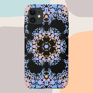 Capa Para iPhone 11 Dot Mandala Flor Azul e Amarelo