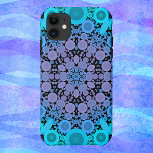 Capa Para iPhone 11 Dot Mandala Flor Azul Verde e Roxo