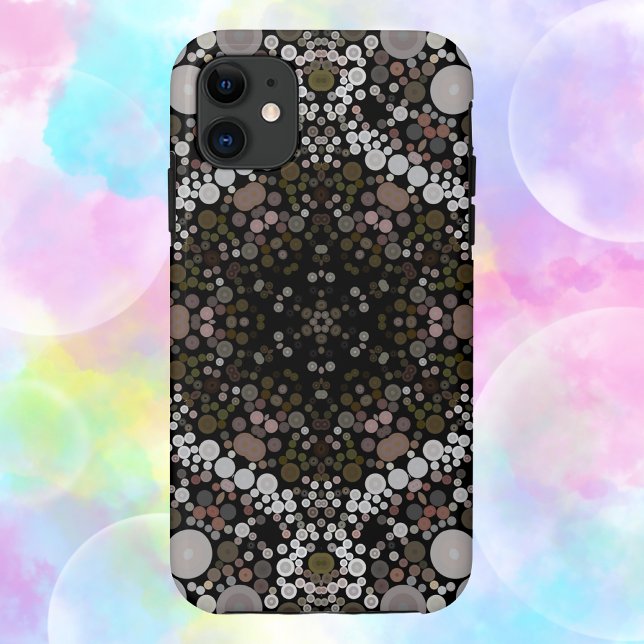 Capa Para iPhone 11 Dot Mandala Flor Castanho e Branco (Criador carregado)