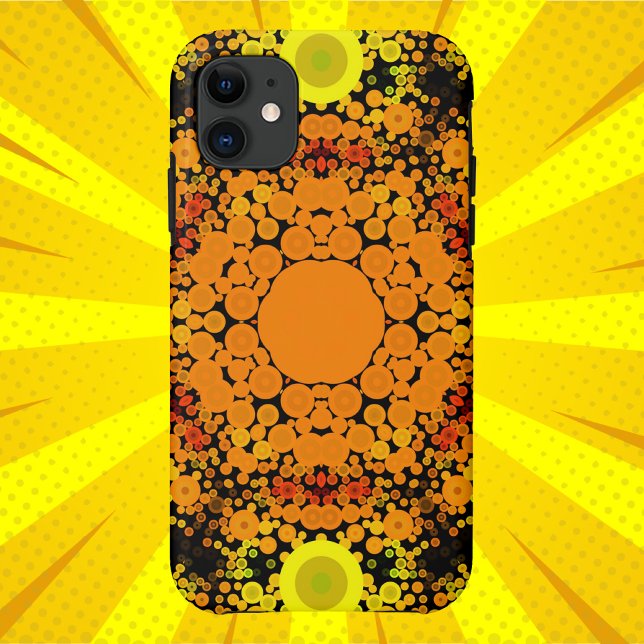 Capa Para iPhone 11 Dot Mandala Flor Laranja Amarelo e Verde (Criador carregado)
