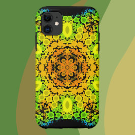 Capa Para iPhone 11 Dot Mandala Flor Laranja Amarelo Verde e Azul