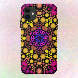 Capa Para iPhone 11 Dot Mandala Flor Puro e Amarelo