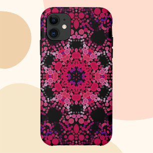 Capa Para iPhone 11 Dot Mandala Flor Rosa e Roxo