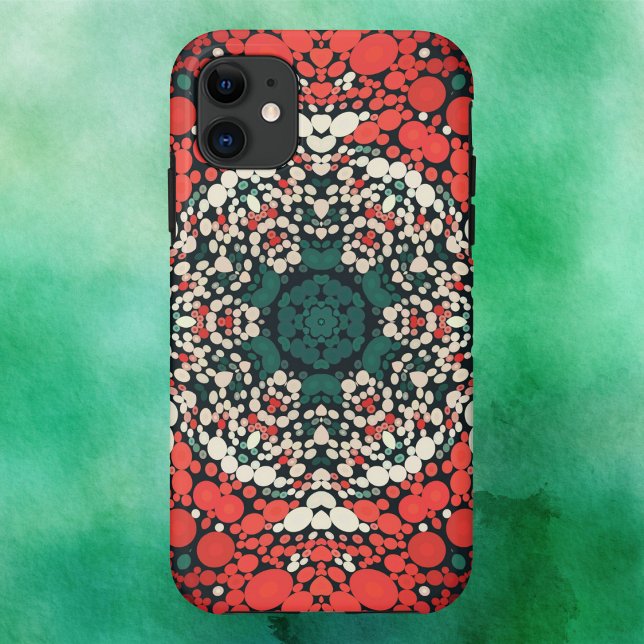 Capa Para iPhone 11 Dot Mandala Red White Blue e Green (Criador carregado)