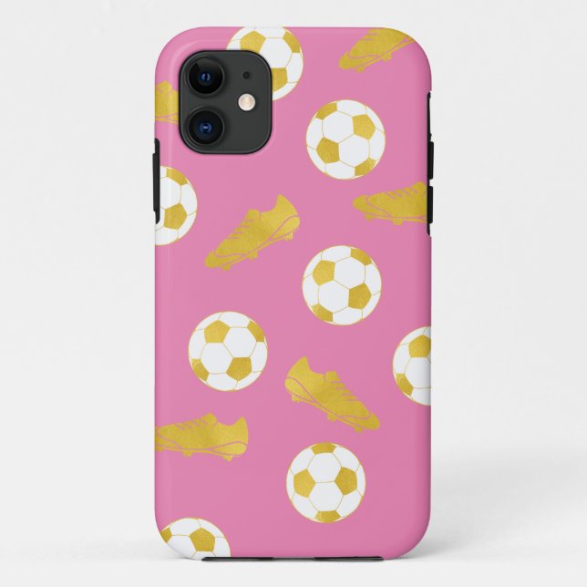 Capa Para iPhone 11 Dourada Elegante Clássica Cobra Menina Rosa-de-Bol (Verso)