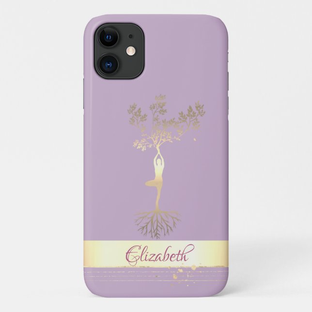 Capa Para iPhone 11 Douradas mulheres de árvore de distribuição silhue (Verso)
