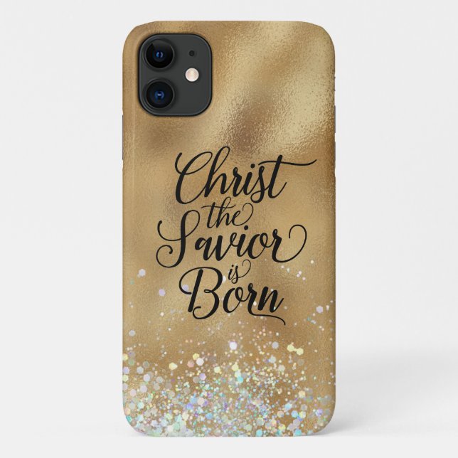 Capa Para iPhone 11 Dourado Cristo do Natal Cristão Salvador (Verso)