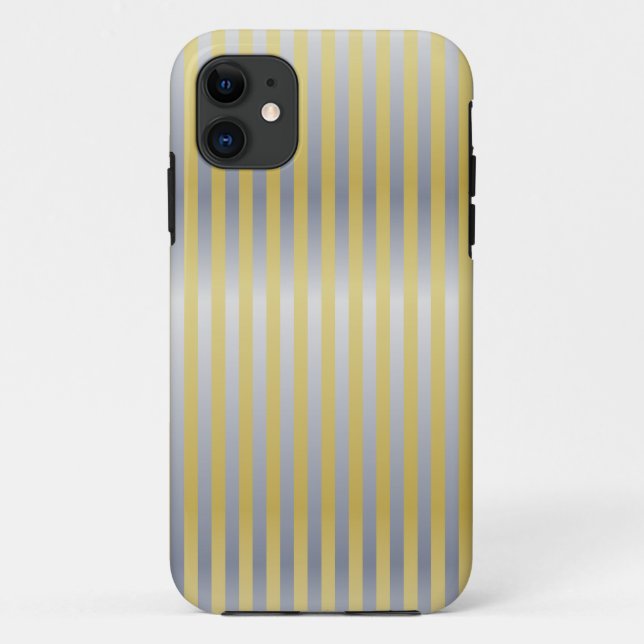 Capa Para iPhone 11 Dourado e Prata (Stripes) (Verso)