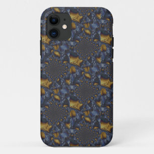 Capa Para iPhone 11 Dourado e Silver Blue Molten Metal