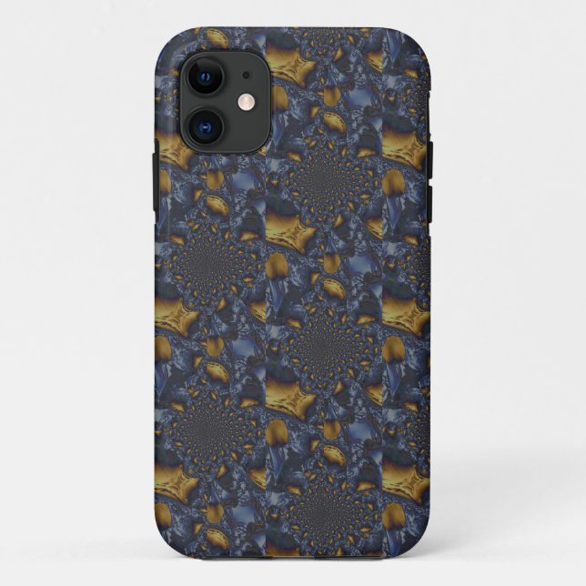 Capa Para iPhone 11 Dourado e Silver Blue Molten Metal (Verso)