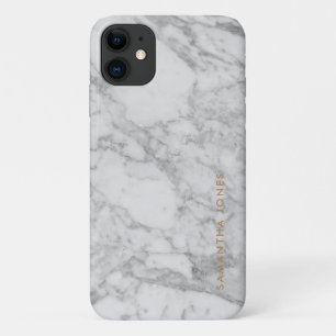 Capa Para iPhone 11 Dourado Elegante Moderno do Marble Branco Personal
