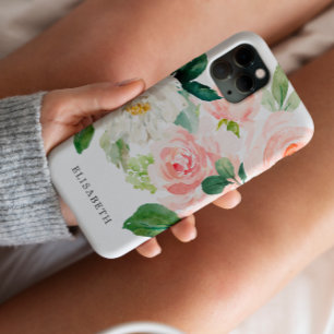 Capa Para iPhone 11 Dourado marfim rosa, aquarela com seu nome