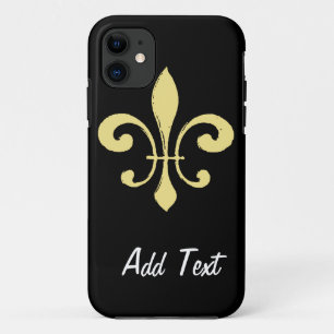 Capa Para iPhone 11 Dourado Washout Fleur De Lis