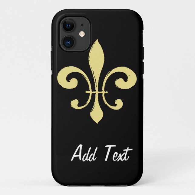 Capa Para iPhone 11 Dourado Washout Fleur De Lis (Verso)
