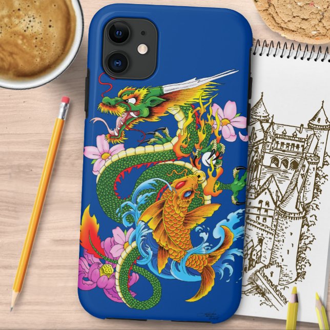Capa Para iPhone 11 Dragão Chinês Verde Koi (Criador carregado)