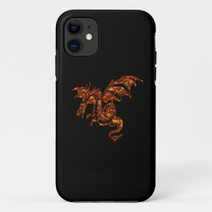 Capa Para iPhone 11 Dragão Flaming em Preto