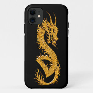 Capa Para iPhone 11 Dragão oriental dourado 02