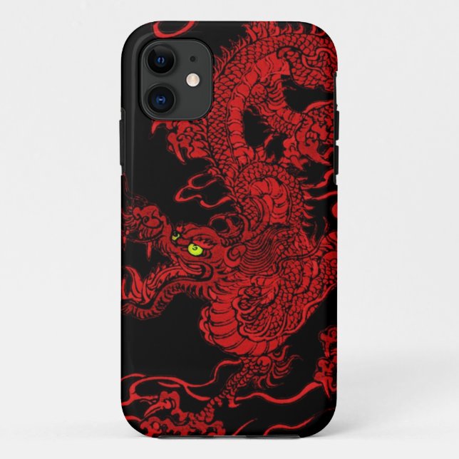 Capa Para iPhone 11 Dragão vermelho (Verso)