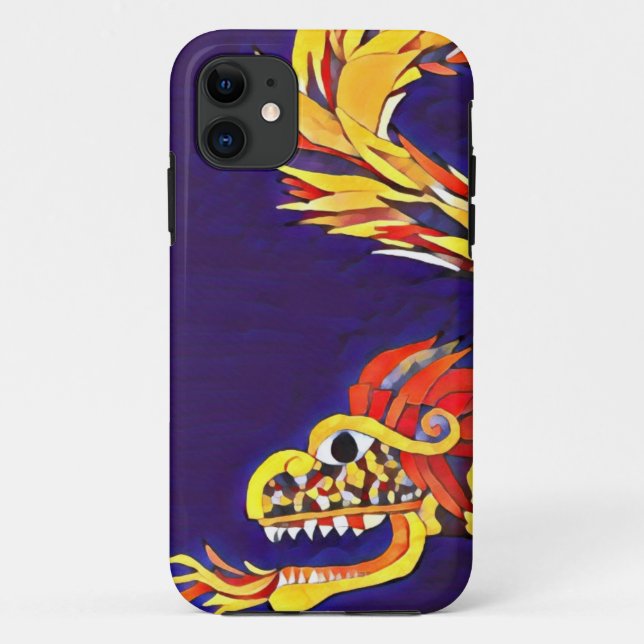 Capa Para iPhone 11 Dragão Violeta Azul (Verso)