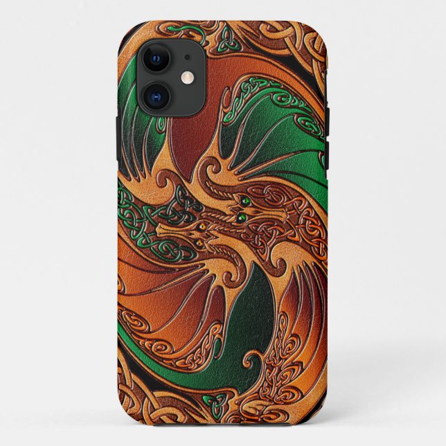 Capa Para iPhone 11 Dragões celtas (Verso)