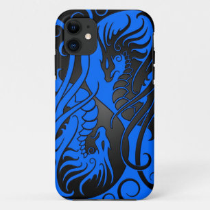 Capa Para iPhone 11 Dragões de Yin Yang do vôo - azul e preto