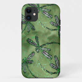 Capa Para iPhone 11 Dragões Roxos em Verde Suave