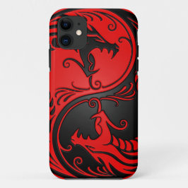 Capa Para iPhone 11 Dragões vermelhos e pretos de Yin Yang