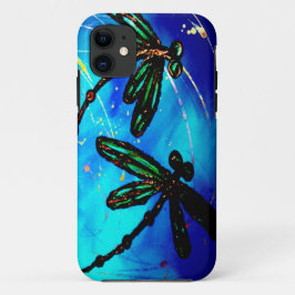 Capa Para iPhone 11 Dragonfly Flor Elétrico Azul