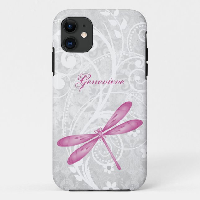 Capa Para iPhone 11 Dragonfly Magenta Personalizada (Verso)