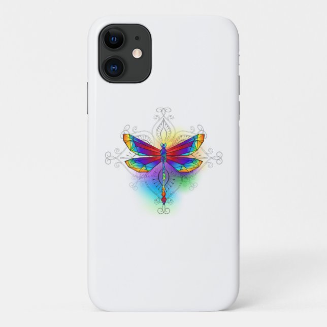 Capa Para iPhone 11 Dragonfly Poligonal (Verso)