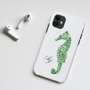 Capa Para iPhone 11 Duas iniciais verdes litorâneos do litoral
