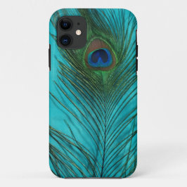 Capa Para iPhone 11 Duas penas do pavão do Aqua
