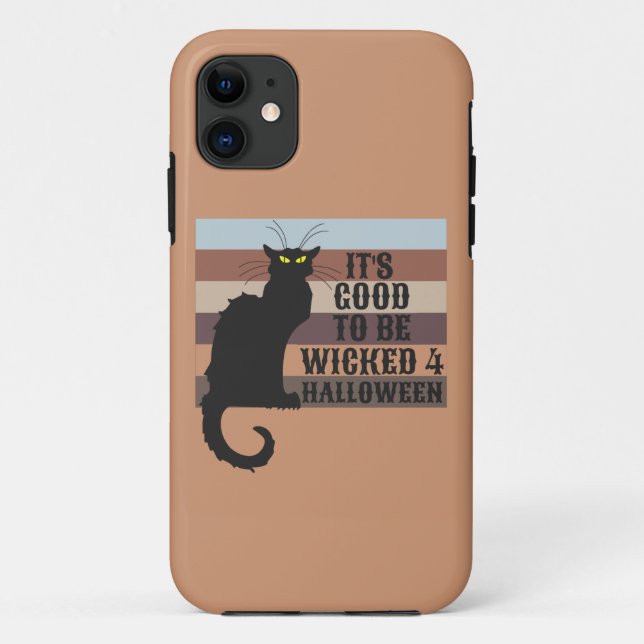 Capa Para iPhone 11 É BOM SER Gato Dia de as Bruxas engraçado MALUCO (Verso)
