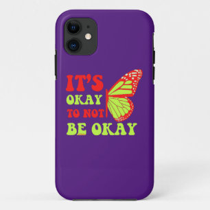 Capa Para iPhone 11 É PERFEITAMENTE NORMAL NÃO ESTAR BEM borboleta    