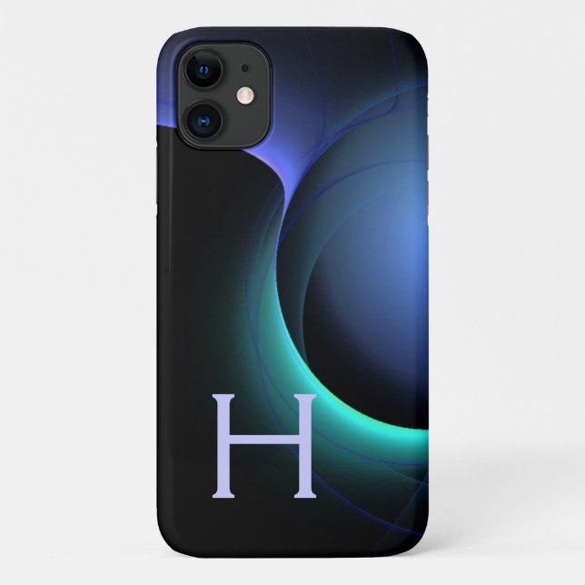 Capa Para iPhone 11 ECLIPSE MONOGRAM Vibrante preto azul (Verso)