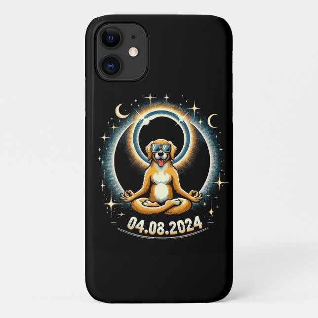 Capa Para iPhone 11 Eclipse Solar de 2024 Cachorro (Verso)
