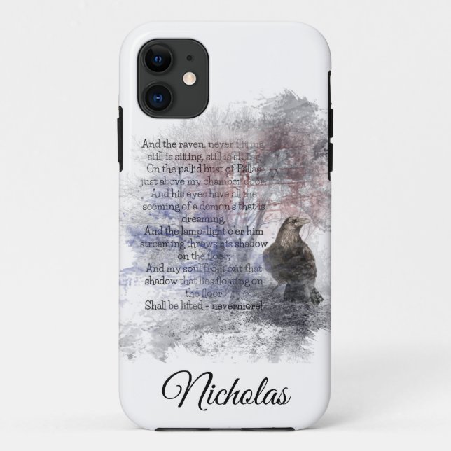 Capa Para iPhone 11 Edgar Allan, Com Data Personalizada, Poe O Raven P (Verso)
