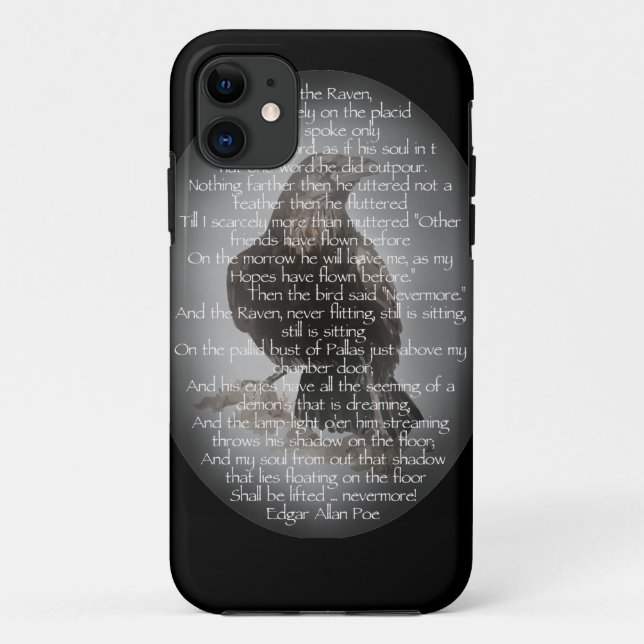 Capa Para iPhone 11 Edgar Allen Poe "The Raven", ave do Poema de Hallo (Verso)